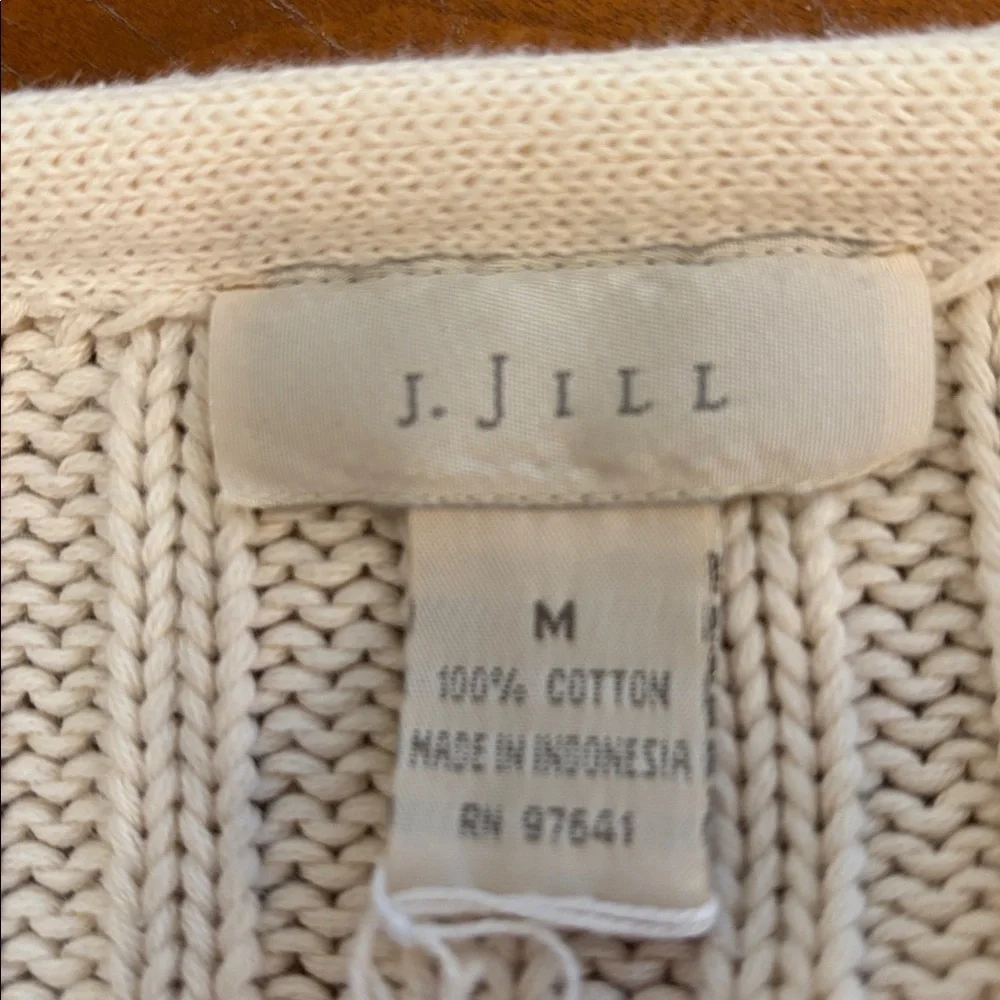 J. Jill ivory cable knit sweater size M 100% Cotton